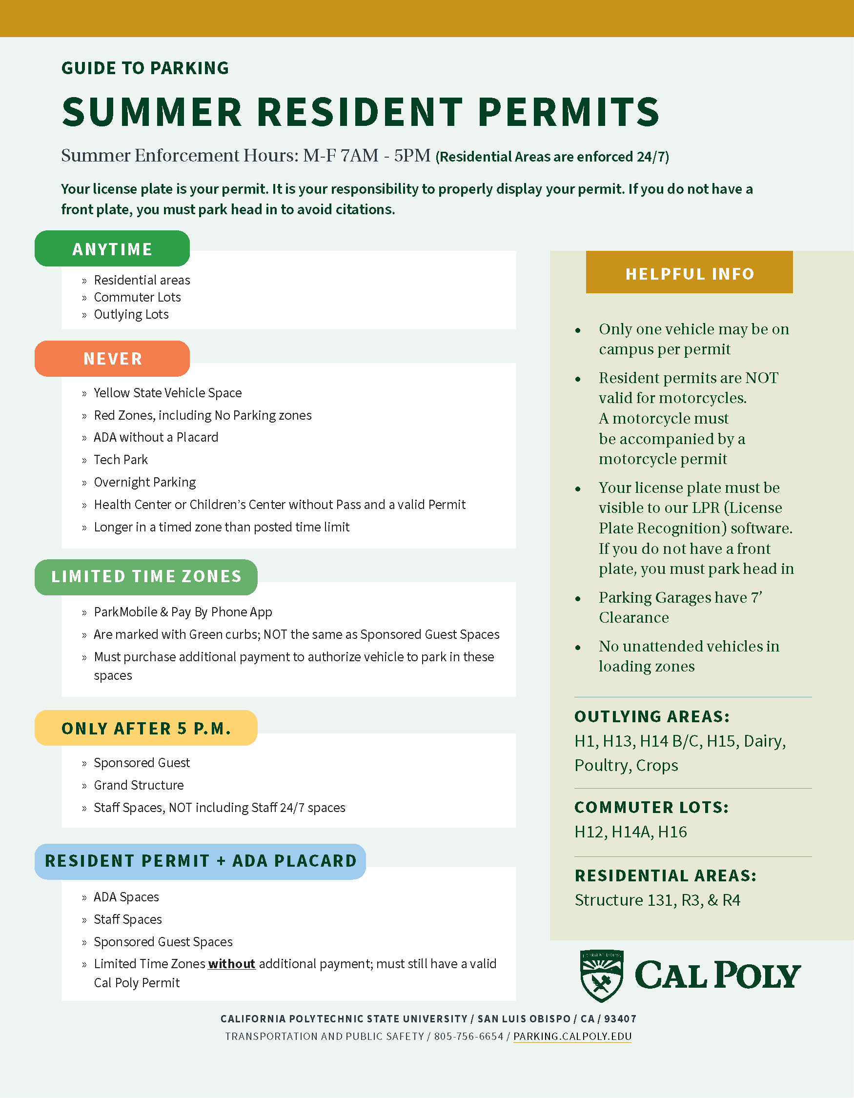 Summer 2026 Resident Permit One Sheet
